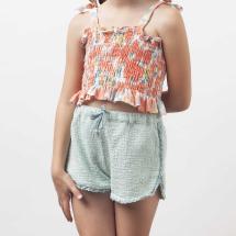 TOCOTO VINTAGE I Water green embroidered shorts