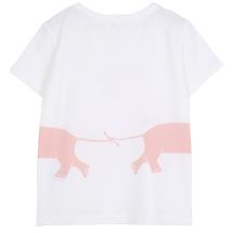 EMILE ET IDA I White T-shirt with pink elephants "Bons baisers de Delhi"