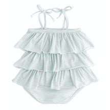 TOCOTO VINTAGE I Green and white striped romper