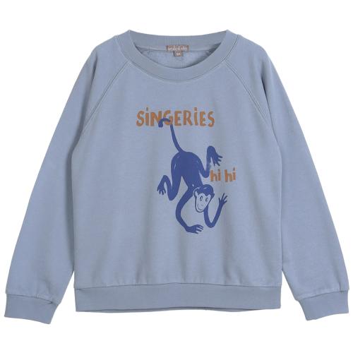 EMILE ET IDA I Blue sweatshirt with Monkeys