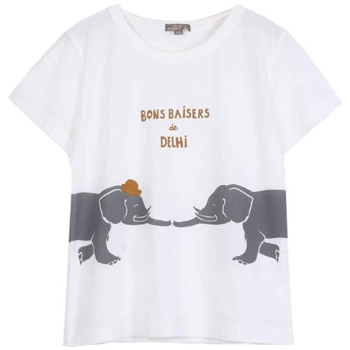 EMILE ET IDA I T-shirt blanc éléphants gris Bons baisers de Delhi