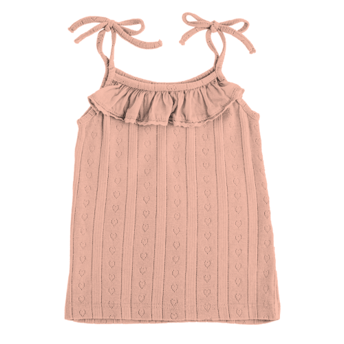 TOCOTO VINTAGE I Coral pink pointelle top